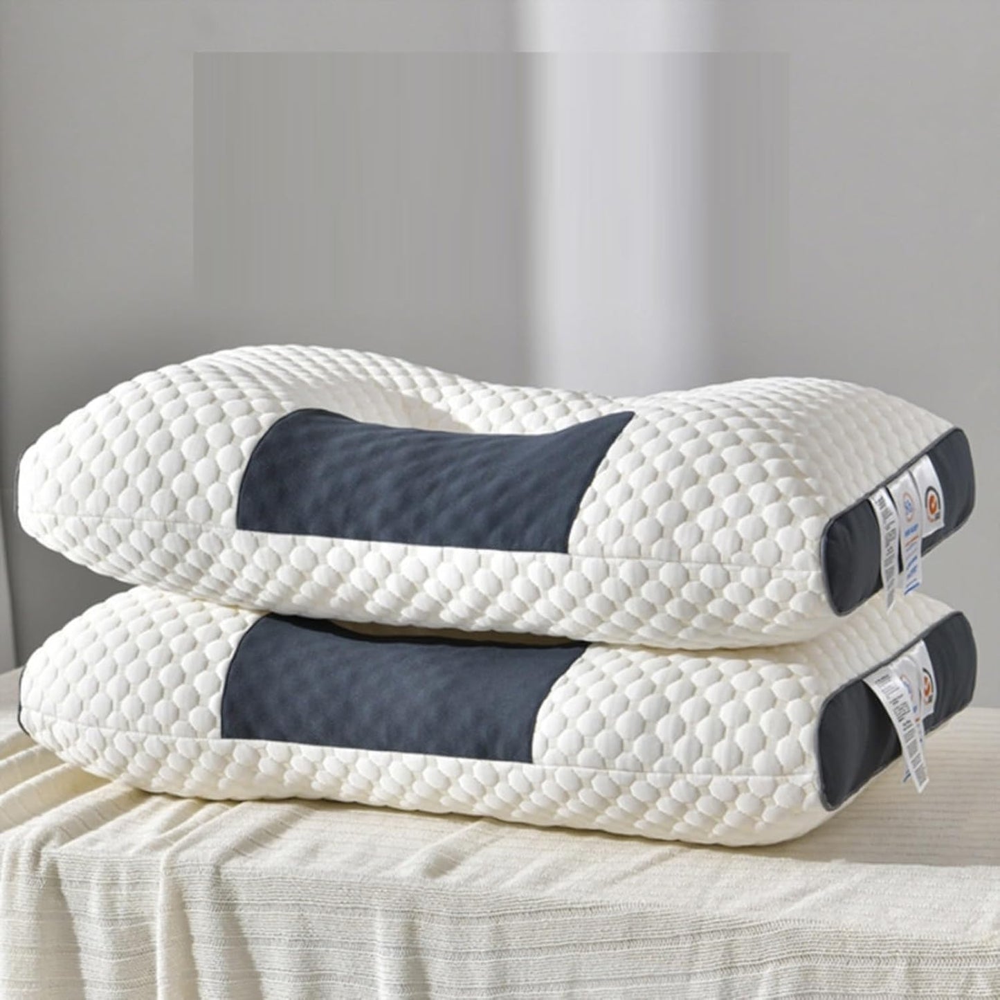 Oreiller Orthopédique, Anti-Ronflement, Migraine, Oreiller Ergonomique, Dormeur Latéral Et Dormeur sur Le Dos, Oreiller De Soutien du Cou en Mousse À Mémoire De Forme, Blanc