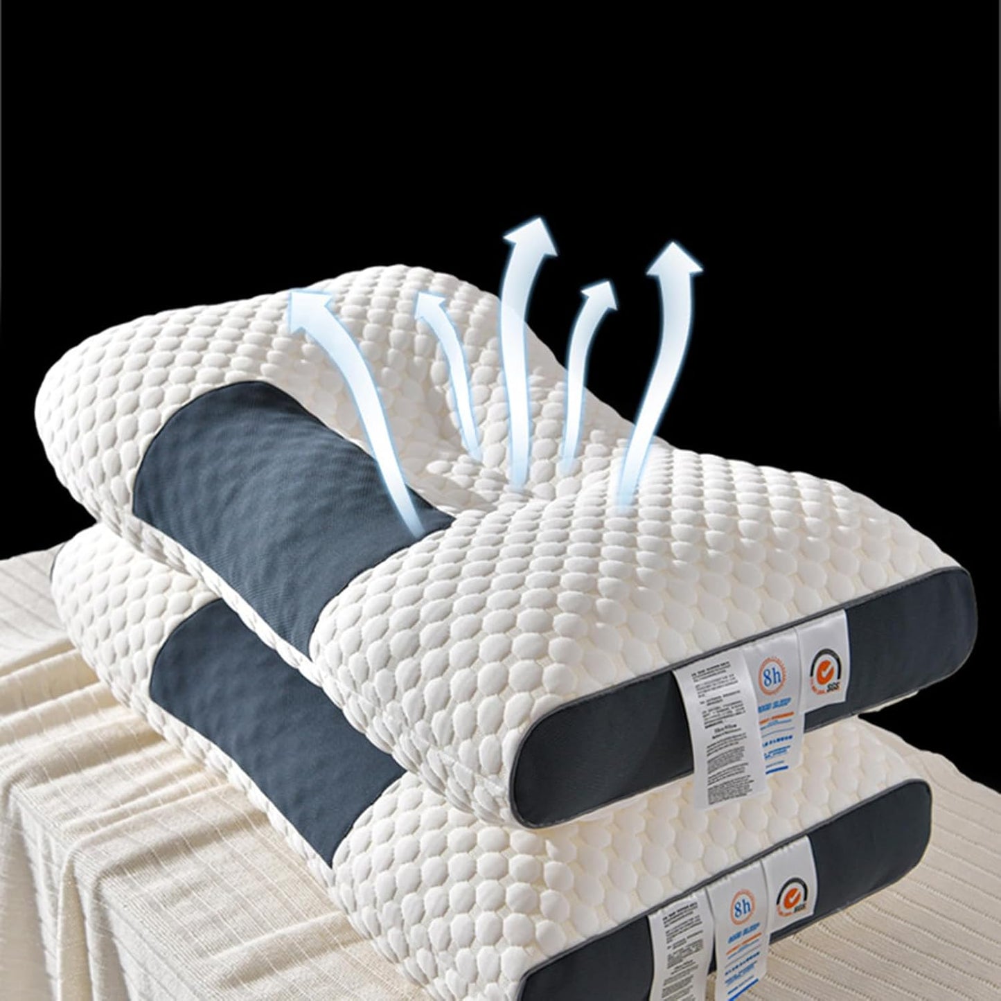 Oreiller Orthopédique, Anti-Ronflement, Migraine, Oreiller Ergonomique, Dormeur Latéral Et Dormeur sur Le Dos, Oreiller De Soutien du Cou en Mousse À Mémoire De Forme, Blanc